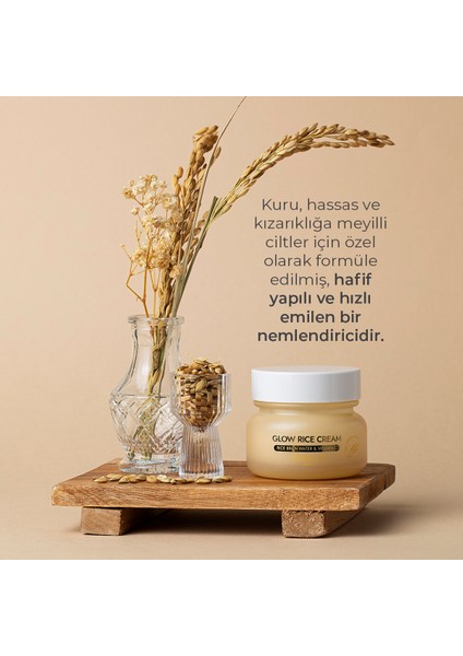 Glow Rice Cream Onarıcı Nemlendirici Krem Hassas ve Kuru Cilt Kore 50ml fırsatları