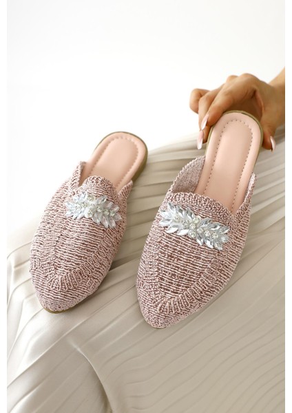 Marlina Pembe Toka Detaylı Örgü Terlik