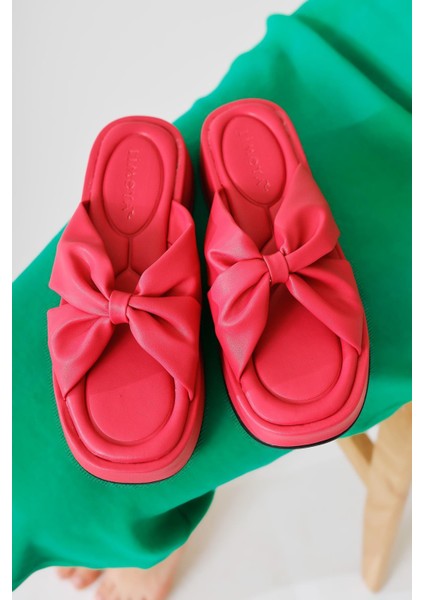 Misty Fuşya Çapraz Fiyonk Bantlı Kalın Tabanlı Terlik