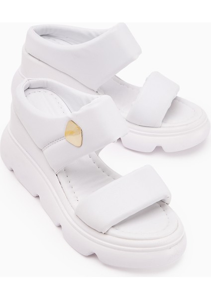 Susi Beyaz Yüksek Topuklu Pofuduk Kadın Terlik