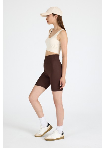 Kahve Fitilli Biker Şort Tayt 3005 fiyatları