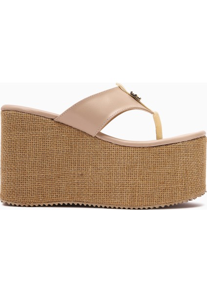 Tania Siyah Parmak Arası Hasır Tabanlı Dolgu Topuklu Kadın Terlik fiyatları