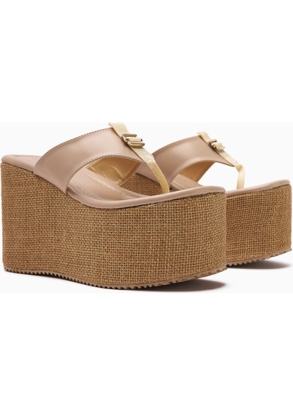 Tania Siyah Parmak Arası Hasır Tabanlı Dolgu Topuklu Kadın Terlik modelleri