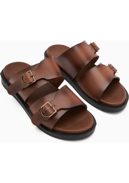 Soha Taba Çift Bantlı Düz Taban Kadın Terlik