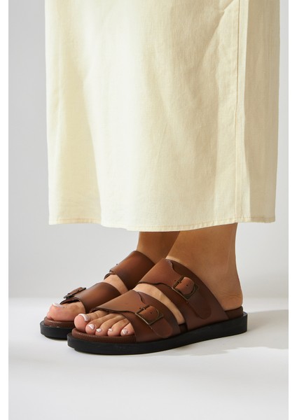 Soha Taba Çift Bantlı Düz Taban Kadın Terlik indirimleri