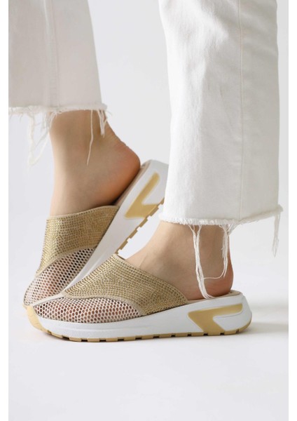 Kadın Terlik Altın File Detaylı Tasarımıyla Hafif ve Rahat Kullanım İçin indirimleri