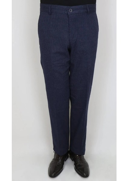 Erkek Klasik Kesim Rahat Kalıp Yandan Cepli Boru Paça Pamuklu Likralı Pantolon