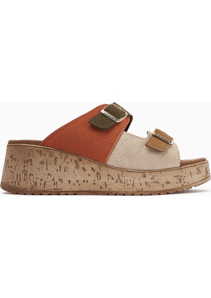 Samina Multi Çokrenkli Çift Bantlı Dolgu Topuklu Kadın Terlik fiyatları