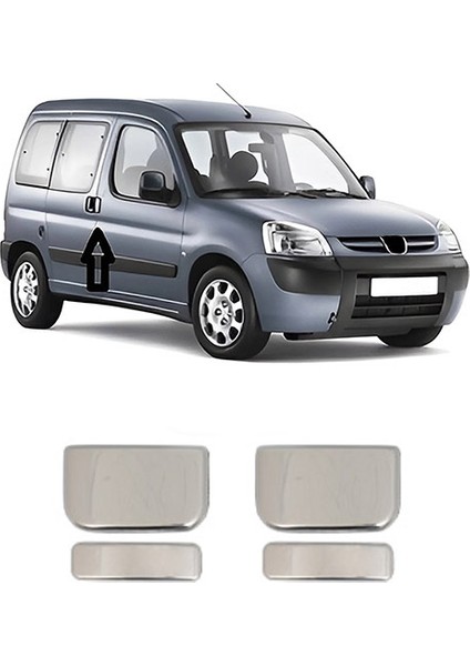 Peugeot Partner Uyumlu 1996-2008 Krom Kapı Kolu 4 Kapı Paslanmaz Çelik fiyatları