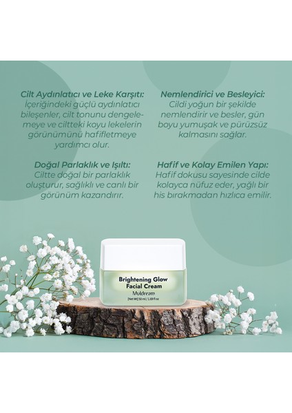 Brightening Glow Facial Cream AHA ve C Vitamin Canlandırıcı Nemlendirici Krem Kore 50ml indirimleri