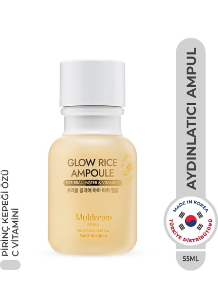 Glow Rice Ampoule Pirinç Kepeği Suyu Onarıcı Ampul Hassas Kuru Cilt Kore 55ml