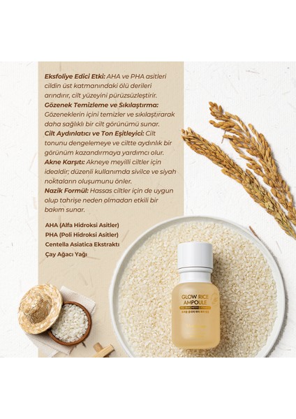 Glow Rice Ampoule Pirinç Kepeği Suyu Onarıcı Ampul Hassas Kuru Cilt Kore 55ml fırsatları