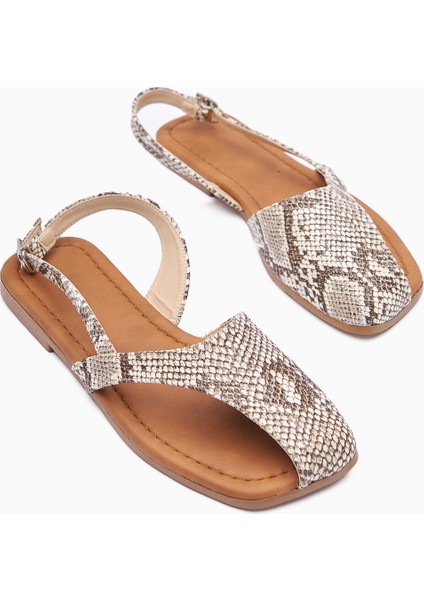 Agnez Yılan Desenli Kemer Detaylı Kadın Sandalet fırsatları