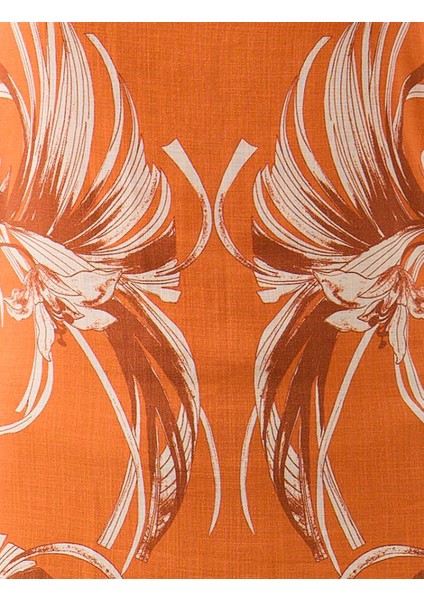 Turuncu Floral Desenli Askılı Düz Yaka Midi Elbise fırsatları