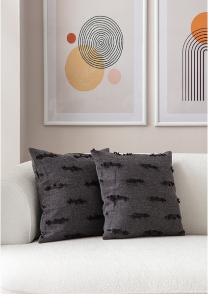 Tırmık Desenli Punch Işlemeli Keten Kırlent Kılıfı, Puantiyeli Kırlent Kılıfı, 43X43CM fırsatları