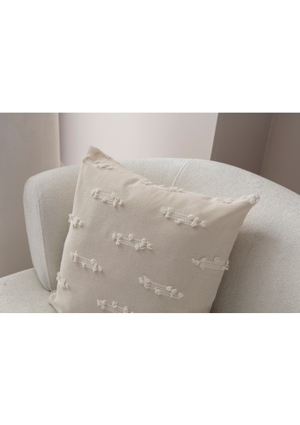 Tırmık Desenli Punch Işlemeli Keten Kırlent Kılıfı, Puantiyeli Kırlent Kılıfı, 43X43CM fiyatları