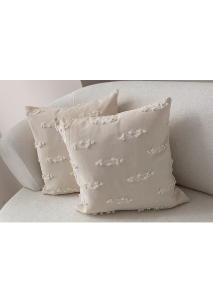 Tırmık Desenli Punch Işlemeli Keten Kırlent Kılıfı, Puantiyeli Kırlent Kılıfı, 43X43CM modelleri