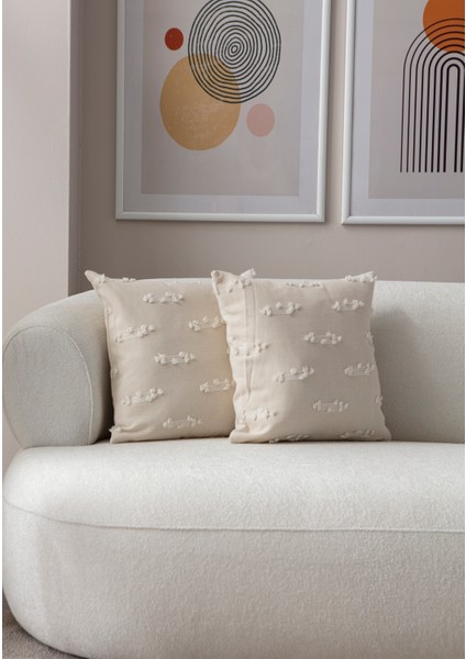 Tırmık Desenli Punch Işlemeli Keten Kırlent Kılıfı, Puantiyeli Kırlent Kılıfı, 43X43CM fırsatları