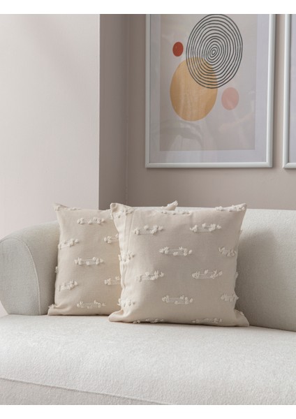 Tırmık Desenli Punch Işlemeli Keten Kırlent Kılıfı, Puantiyeli Kırlent Kılıfı, 43X43CM indirimleri