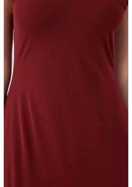 Bakır V Yaka Kısa Kollu Dar Kesim Örme Midi Elbise fırsatları