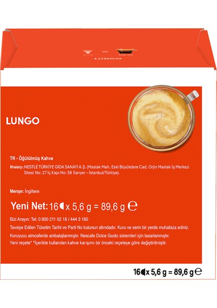 Dolce Gusto Lungo 89,6g 3X16 Kapsül fiyatları