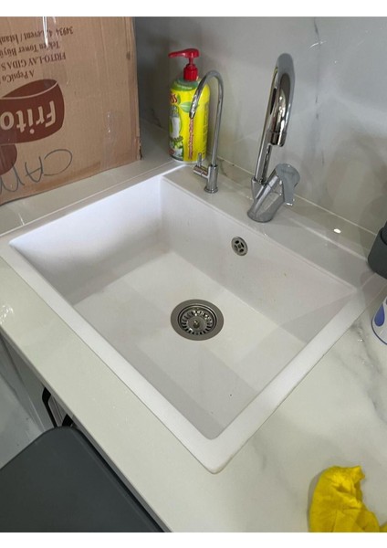 56X50 cm Beyaz Granit Tezgah Üstü Evye, Şık ve Dayanıklı Tasarım fiyatları