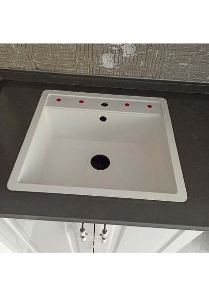 56X50 cm Beyaz Granit Tezgah Üstü Evye, Şık ve Dayanıklı Tasarım modelleri