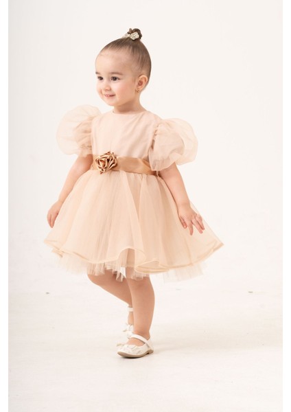 Organze Balon Kollu Kabarık Kız Çocuk Abiye Elbise fiyatları