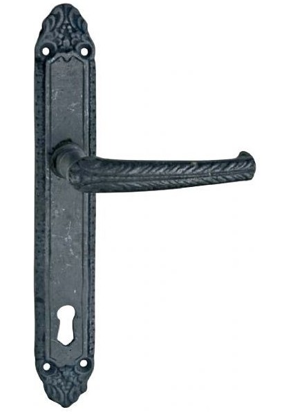 Prinç Döküm Antik Siyah Rustik Eskitme, Ferforje Tipi Osmanlı Kapı Kolu HFT01018 1 Tek Takım Yale Kol