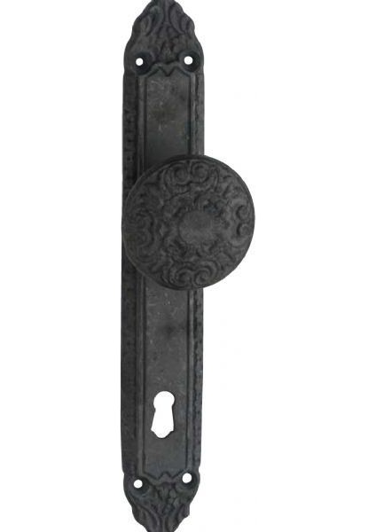 Prinç Döküm Antik Siyah Çevrilebilen Topuzlu Tokmaklı Rustik Eskitme, Ferforje Tipi Kapı Kolu HFT01039 1 Tek Takım Yale Kol