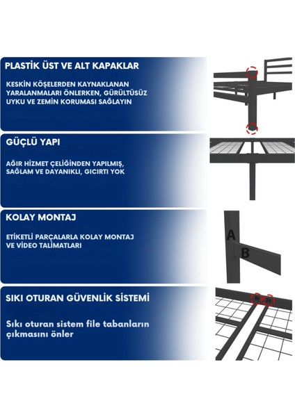Buhara Tek Kişilik Metal Ferforje Karyola
