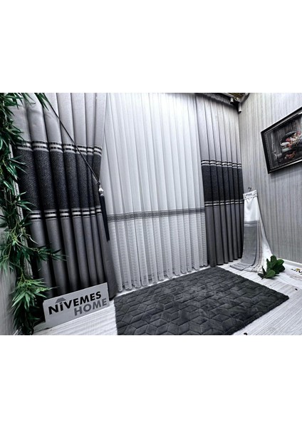 Nivemeshome Anka Gri-Siyah 1/3 Sık Pile Fon Perde Apm fırsatları