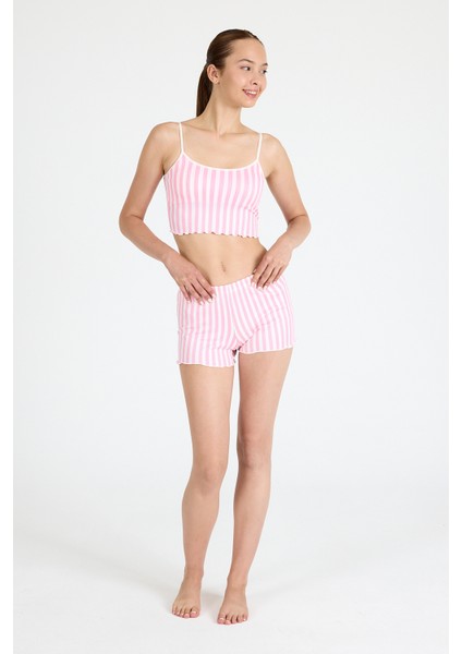 Pembe Çizgili Atlet Şort Takım 3402 modelleri