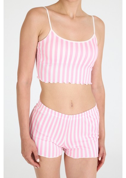 Pembe Çizgili Atlet Şort Takım 3402 fırsatları