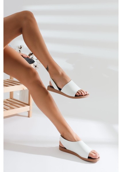 Hakiki Deri Kaia Beyaz Sandalet fiyatları