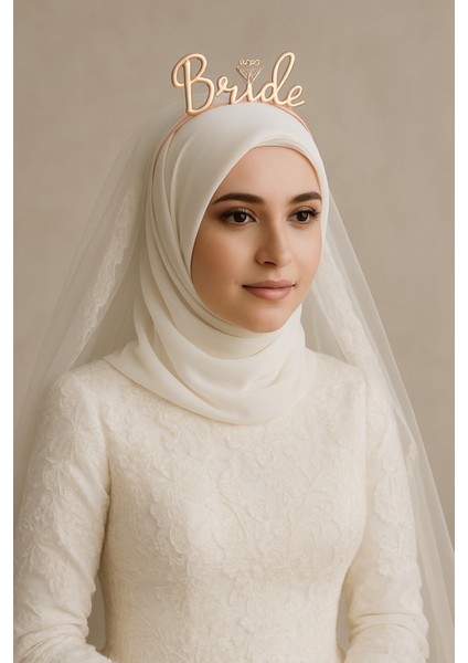 Bride Yazılı Metal Taç Düğün Gelin Başı Tacı Parti Tacı