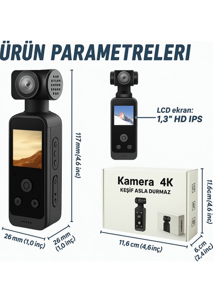 4K Profesyonel Hd Taşınabilir LCD Ekranlı Su Geçirmez Aksiyon Kamerası K850H modelleri