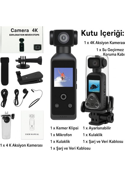 4K Profesyonel Hd Taşınabilir LCD Ekranlı Su Geçirmez Aksiyon Kamerası K850H fırsatları