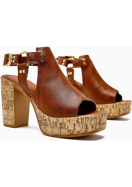 Hadel Taba Kemerli Platform Topuklu Kadın Sandalet
