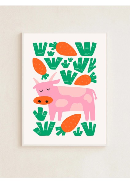 Pink Cow – Neşeli Çocuk Posteri – 50X70 cm | Çerçevesiz