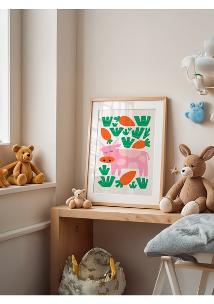 Pink Cow – Neşeli Çocuk Posteri – 50X70 cm | Çerçevesiz fiyatları
