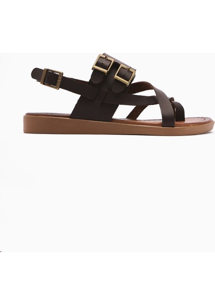 Hakiki Deri Doraseos Toka Detaylı Kahve Gladyatör Sandalet fırsatları