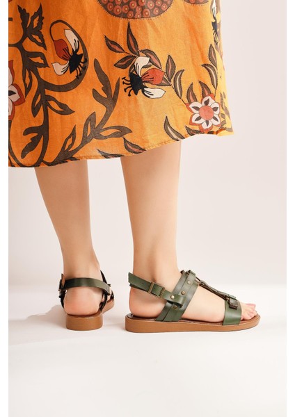 Hakiki Deri Jaime Haki Sandalet modelleri