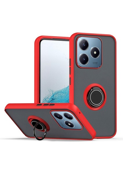 Realme C63 Kılıf Montreal Yüzüklü Arkası Buğulu Kırmızı