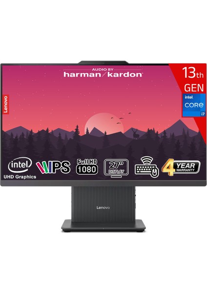 Ideacentre Aıo 27IRH9 Intel Core I7-13620H 24 GB Ram 512 GB SSD Intel UHD Graphics 27 Fhd IPS Freedos Kablosuz Klavye+Mouse Siyah F0HM00EUTR-24512 All In One Bilgisayar