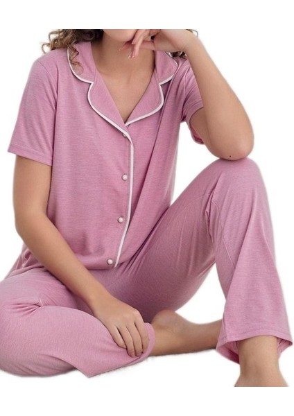 Lena Soft Tasarım Düğmeli Kısa Kollu Kadın Pijama Takımı Terletmeyen Kumaş S/xxl fiyatları
