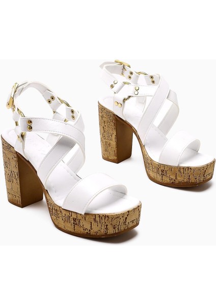 Havannah Beyaz Çapraz Bantlı Platform Topuklu Kadın Sandalet indirimleri