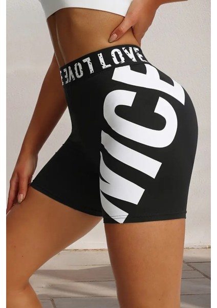 Yüksek Bel Kadın Spor Şortu Esnek Şekillendirici Karın Toparlıyıcı Nefes Alabilir Spor Şort