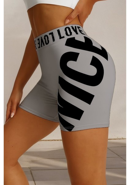Yüksek Bel Kadın Spor Şortu Esnek Şekillendirici Karın Toparlıyıcı Nefes Alabilir Spor Şort