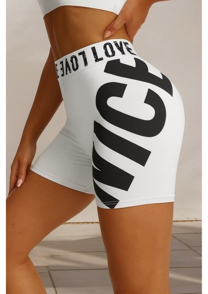 Yüksek Bel Kadın Spor Şortu Esnek Şekillendirici Karın Toparlıyıcı Nefes Alabilir Spor Şort